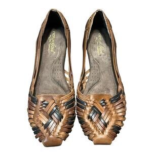Natural Soul Leather Huarache Flats Size 7.5